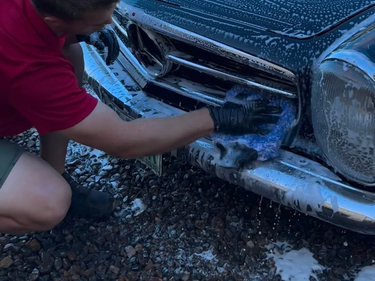 Classic Mercedes SL hand wash