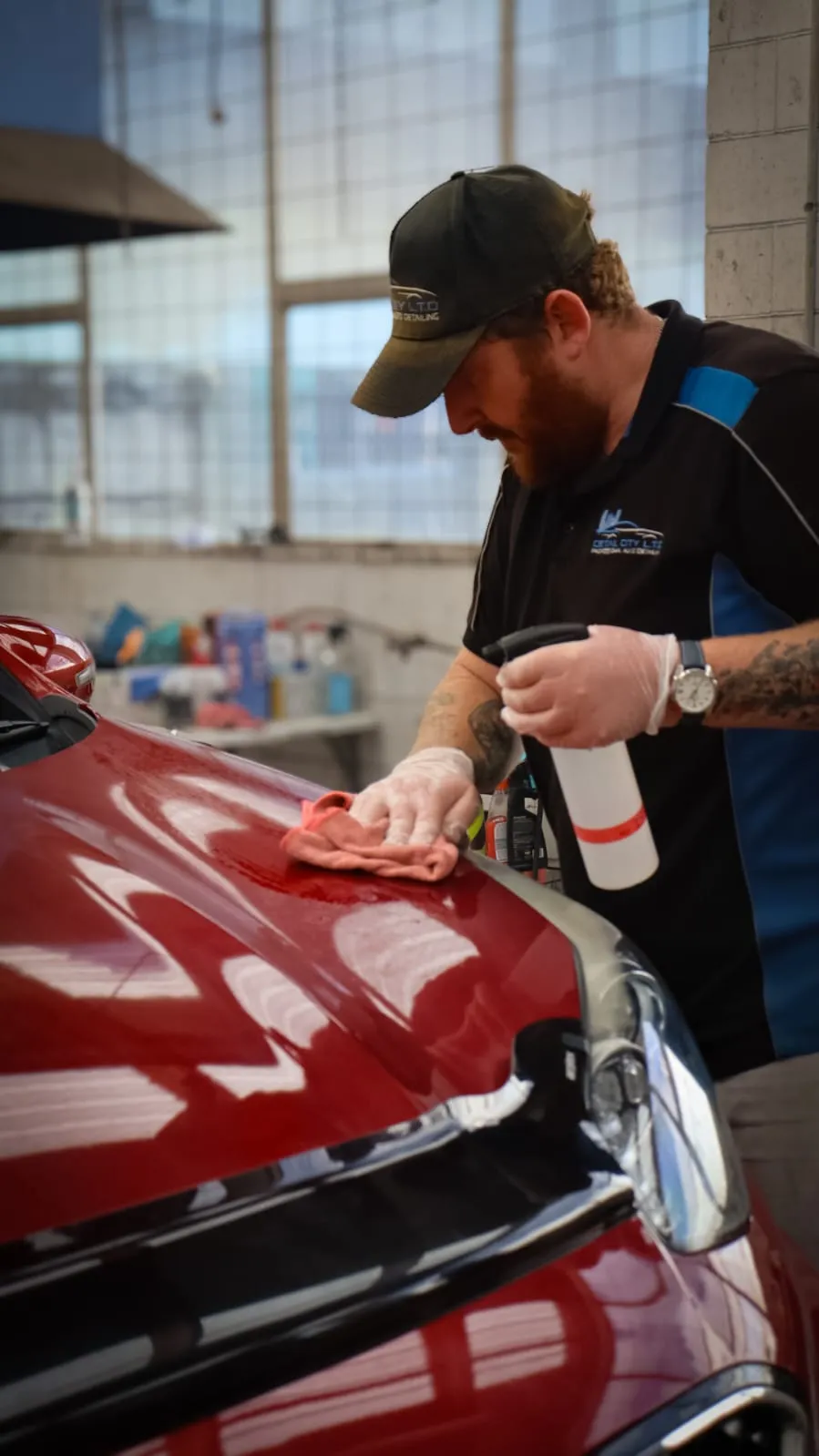 Detail City Ltd — exterior polish and finish on a red car in Levin