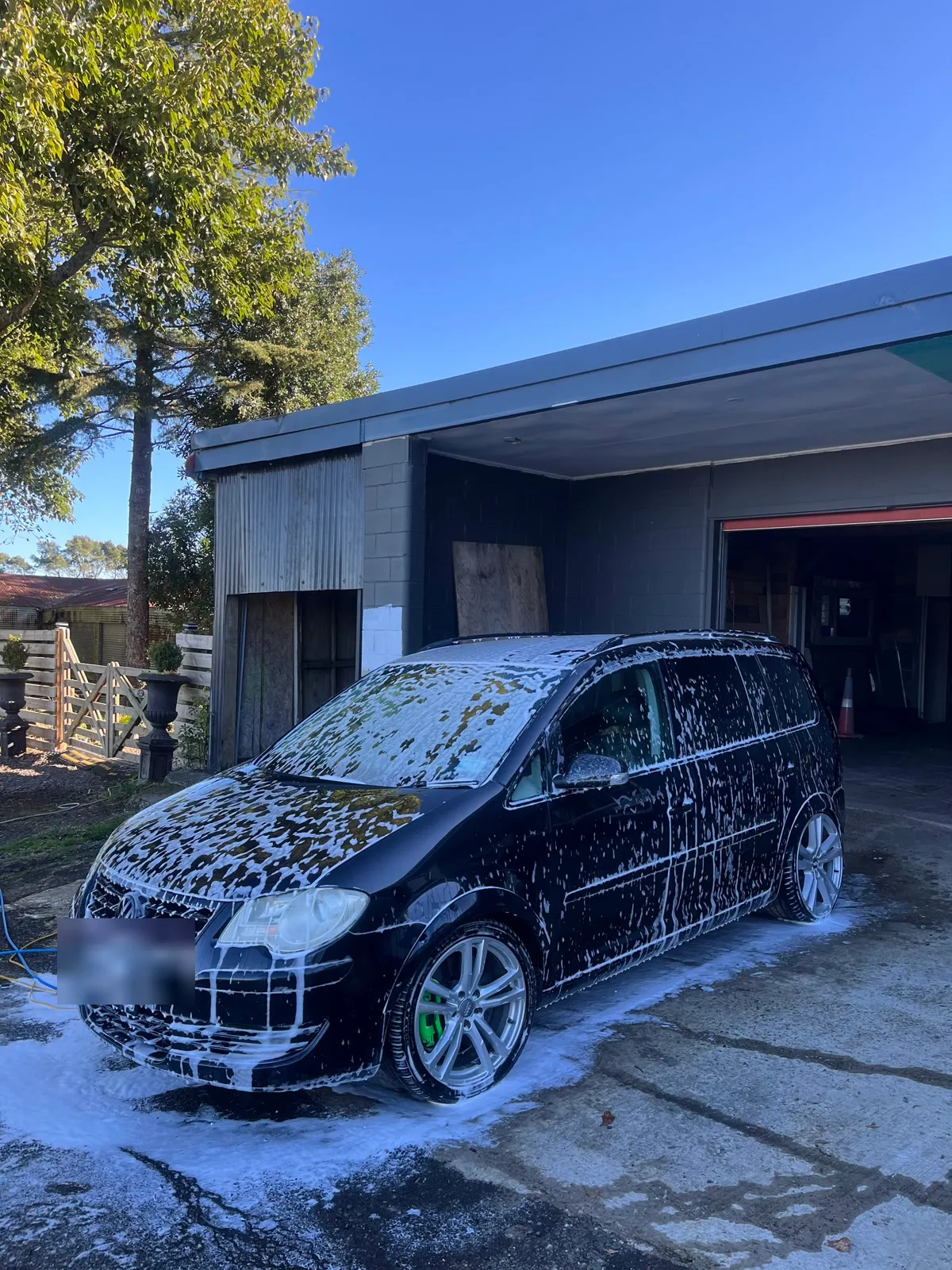 Snow foam pre-wash on a Volkswagen in Pukekohe